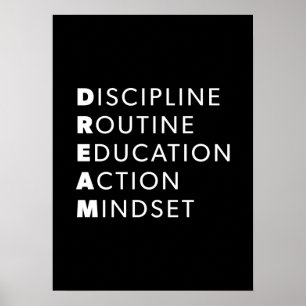 Póster Acrónimo de sueño - Grind, Gym, Hustle, Success, M