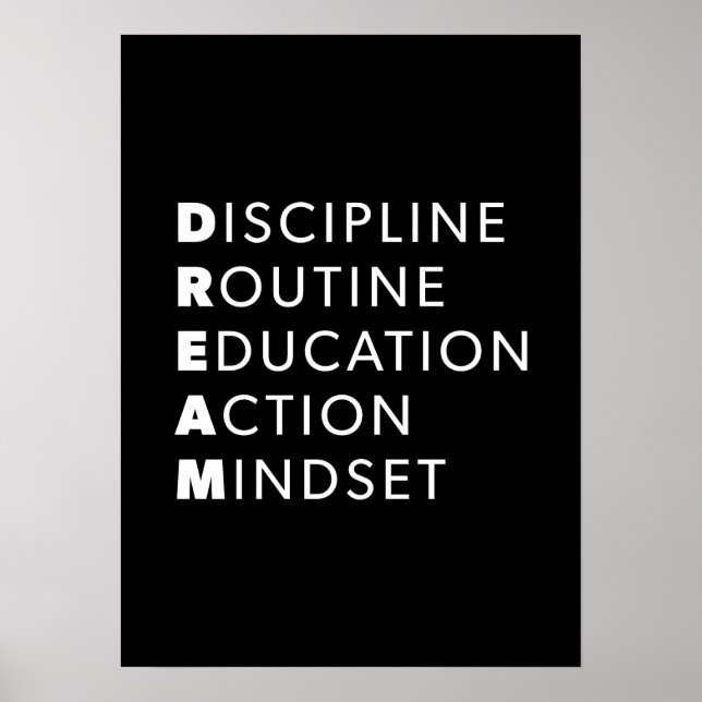 Póster Acrónimo de sueño - Grind, Gym, Hustle, Success, M (Frente)