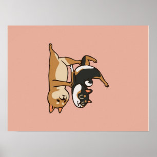 Póster Acroyoga Shiba Inu   Amantes del yoga Cute Shiba I
