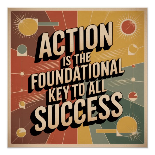 Póster Action Is The Foundational Key To All Success (Anverso)