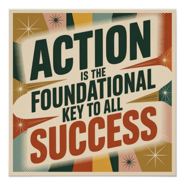 Póster Action Is The Foundational Key To All Success (Anverso)