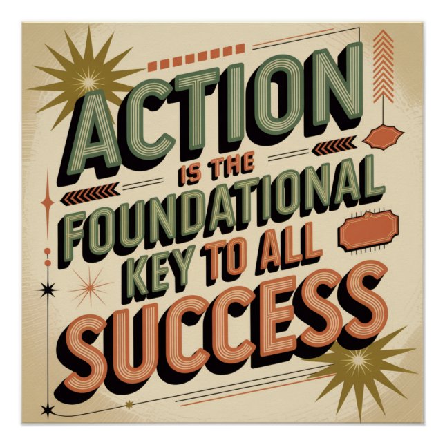 Póster Action Is The Foundational Key To All Success (Anverso)