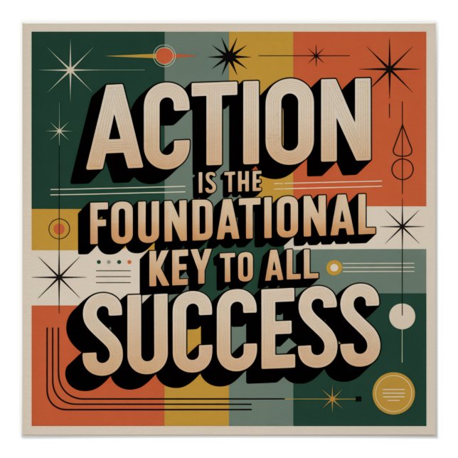 Póster Action Is The Foundational Key To All Success (Anverso)
