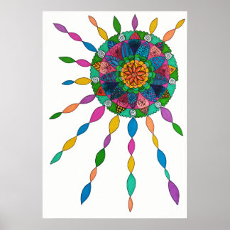 Póster Activando Poster de curación de alegría de Mandala