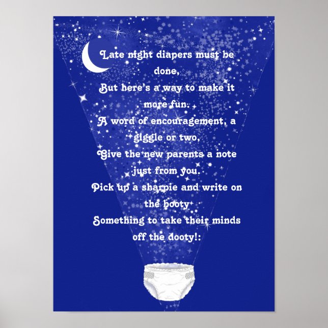 Póster Actividad de Baby Shower de Cute Co-Ed Diaper (Frente)