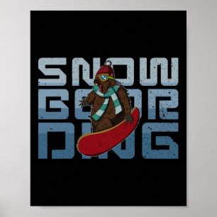 Póster Actividad de Snowboard Esquí de Montaña al Aire Li