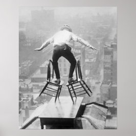 Póster Acto de equilibrio en la azotea, 1910. Foto antigu