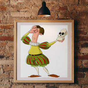 Póster Actor divertido de Hamlet Shakespeare sosteniendo