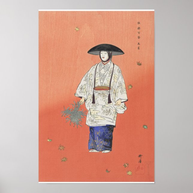 Póster Actor en la obra de Noh Hanagatami 1926 (Frente)