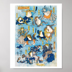 Póster Actor Kabuki de rana, Kuniyoshi, Ukiyo-e