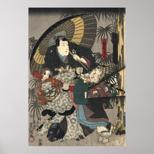 Póster Actores de Kabuki Triptych 1847 a la izquierda (Frente)