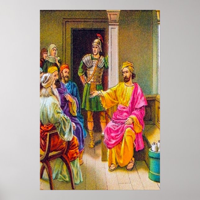 Póster Actos 28:23-31 Predica Paul en poster de Roma (Frente)