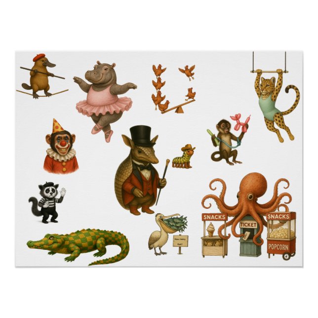 Póster Actos del Circo Dingaling Bros (Anverso)