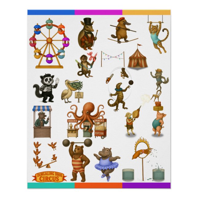 Póster Actos del circo Dingaling Bros (Anverso)