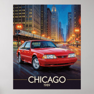 Póster Actuación callejera en Chicago ochenta 1989 Illino