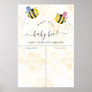 Póster Acuarela Abeja Chica o revelación de sexo masculin