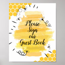 Póster Acuarela Abeja Por favor Rótulo nuestro libro de i