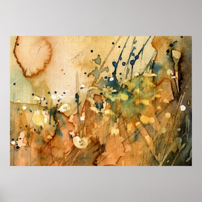 Póster acuarela abstracta y fondo antiguo (Frente)