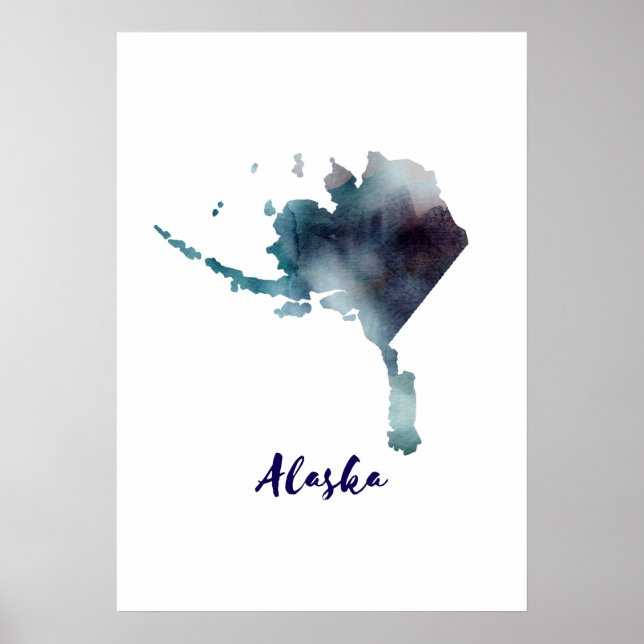 Póster Acuarela Alaska Estados Unidos (Frente)