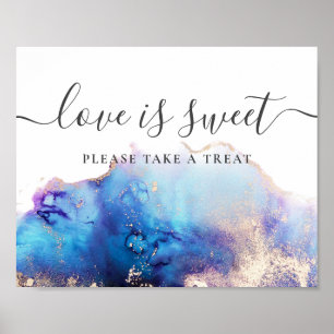 Póster Acuarela Amor Es Rótulo Boda Dulce