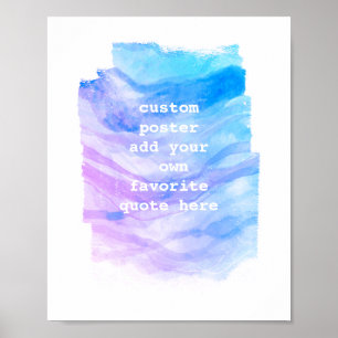 Póster acuarela añade tu texto azul y púrpura