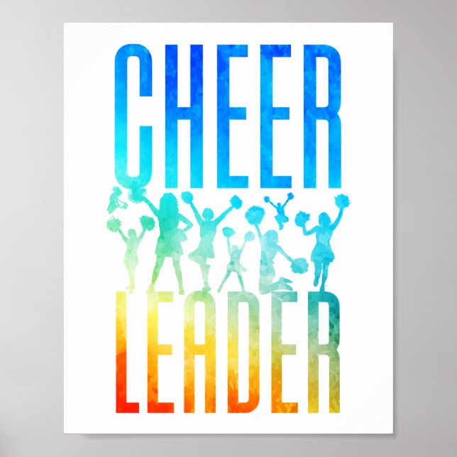 Póster Acuarela animadora a líder de Cheer (Frente)