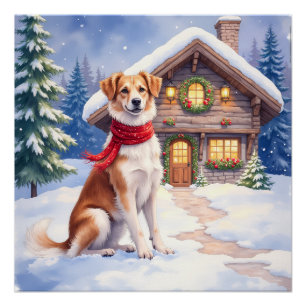 Póster Acuarela Appenzeller Sennenhund Chalet Alpino