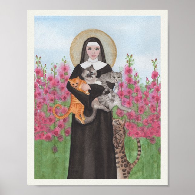 Póster Acuarela Aqua Vase para gato persa negro (Frente)