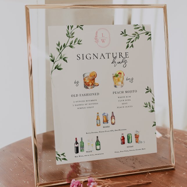Póster Acuarela | Barra de bebidas con firma para novias  (Subido por el creador)