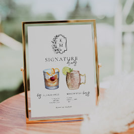 Póster Acuarela | Bebida con firma de novia y novio