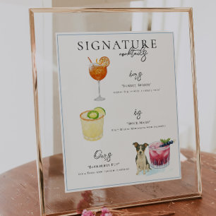 Póster Acuarela   Bebida con firma de novia y novio