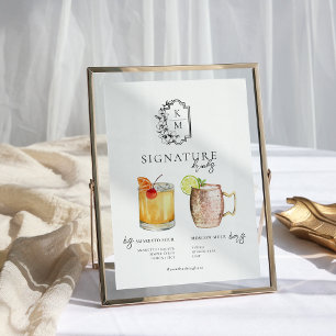 Póster Acuarela   Bebida emblemática de novia y novio