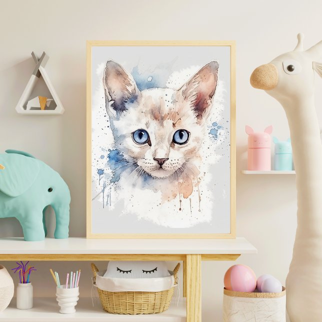 Póster Acuarela blanca gatita (Subido por el creador)