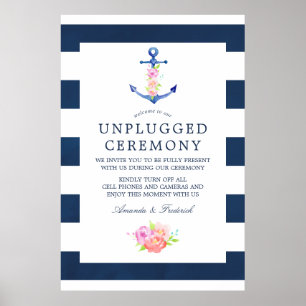 Póster Acuarela Boda náutico desenchufado Ceremonia