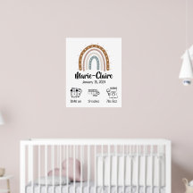 acuarela boho arcoíris estadísticas de nacimiento
