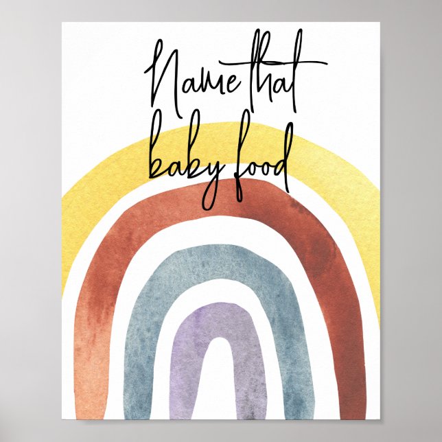 Póster Acuarela Boho Rainbow - nombre de la comida para b (Frente)