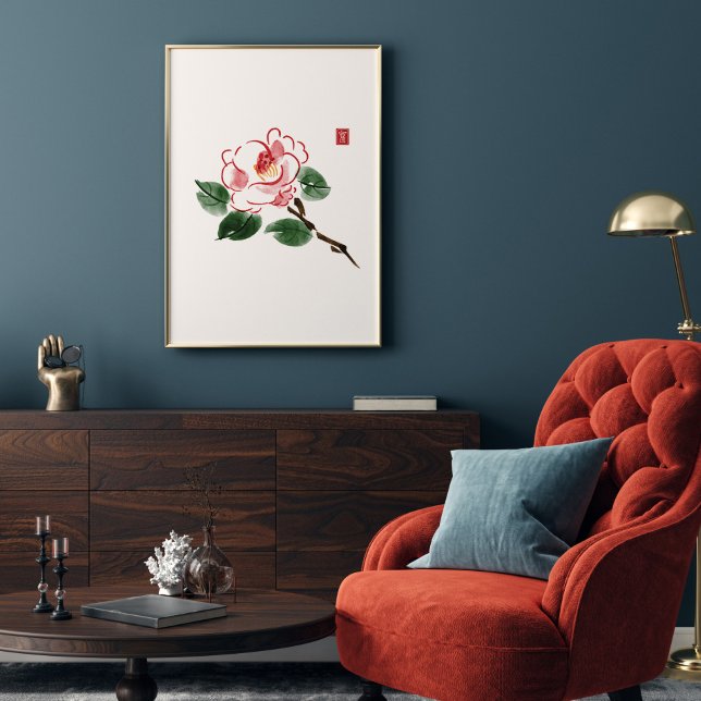Póster Acuarela Camellia rosa Flor Jeroglífico Riqueza (Subido por el creador)