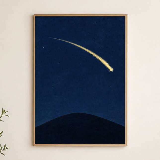 Póster Acuarela Celestial Colina de la Estrella Fu (Shown framed for scale. Poster ships unframed; frames are an optional add-on.)