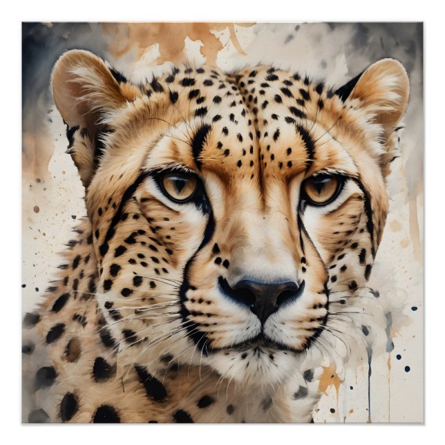 Póster Acuarela Cheetah no 10 (Anverso)