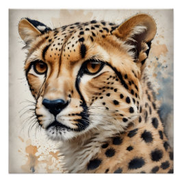 Póster Acuarela Cheetah no 12