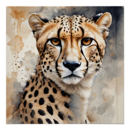 Póster Acuarela Cheetah no 8