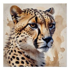 Póster Acuarela Cheetah no 9