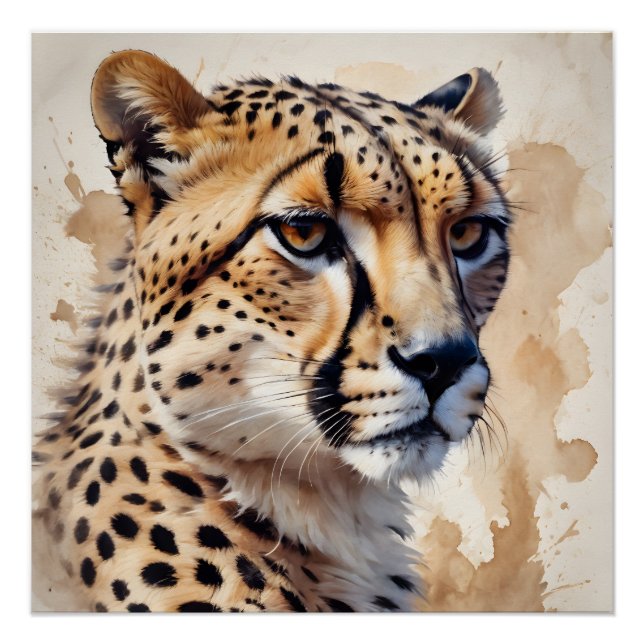 Póster Acuarela Cheetah no 9 (Anverso)