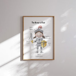 Póster Acuarela Chica la armadura de Dios poster