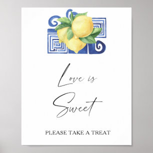 Póster Acuarela cítrico - el amor es dulce toma un regalo