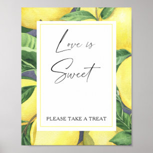 Póster Acuarela cítrico - el amor es dulce toma un regalo