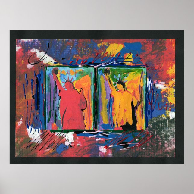 Póster acuarela colorida moderna 2 Estatua de la libertad (Frente)