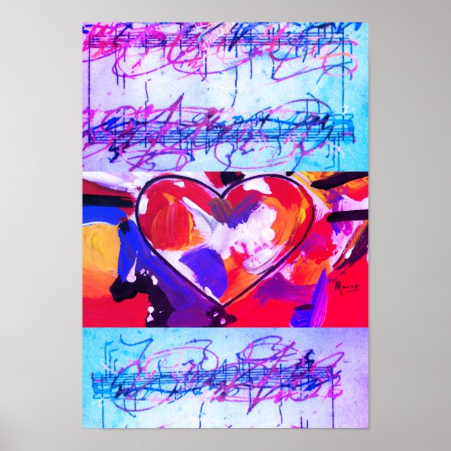 Póster Acuarela colorida moderna Abstract Heart Poster (Frente)