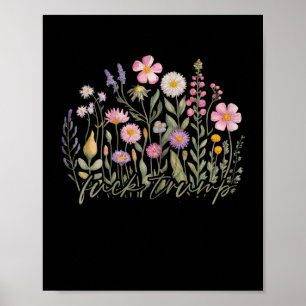 Póster Acuarela contra Trump, presidente demócrata floral