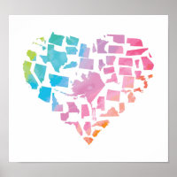 Acuarela Corazón de Estados Unidos